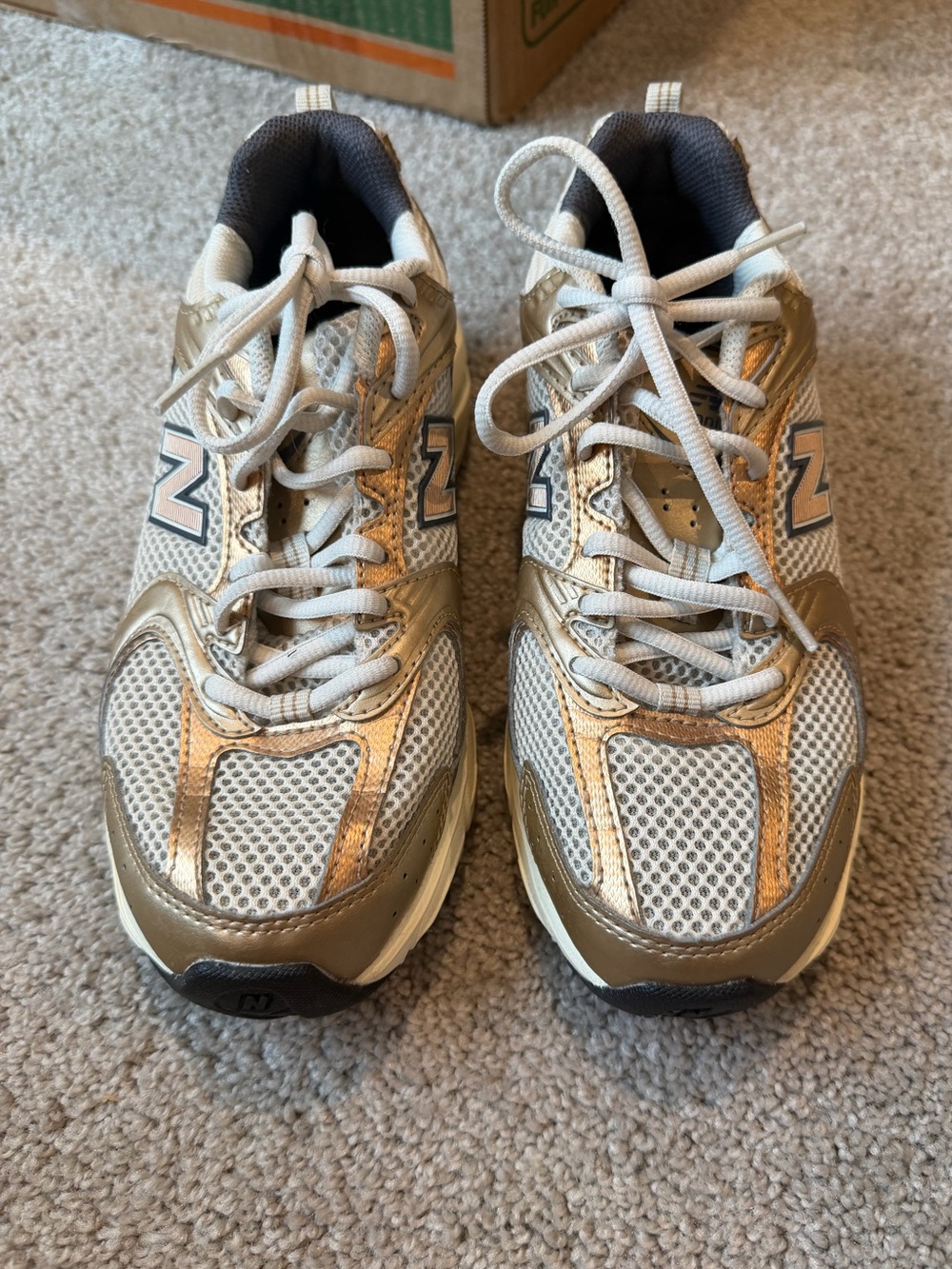 New Balance 530 Turtledove Gold Metallic Sneakers